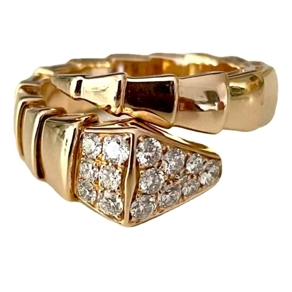 Bvlgari Serpenti Viper One-Coil 18K Rose Gold Diamond Ring BEAUTIFUL!